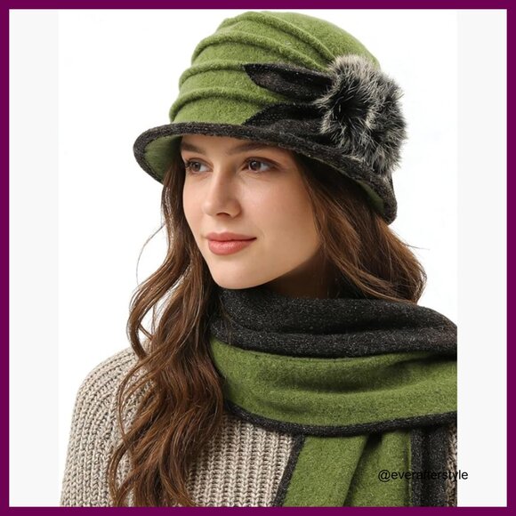 Vintage Wool Beret Bucket Hat Winter Dress Hat main image 7